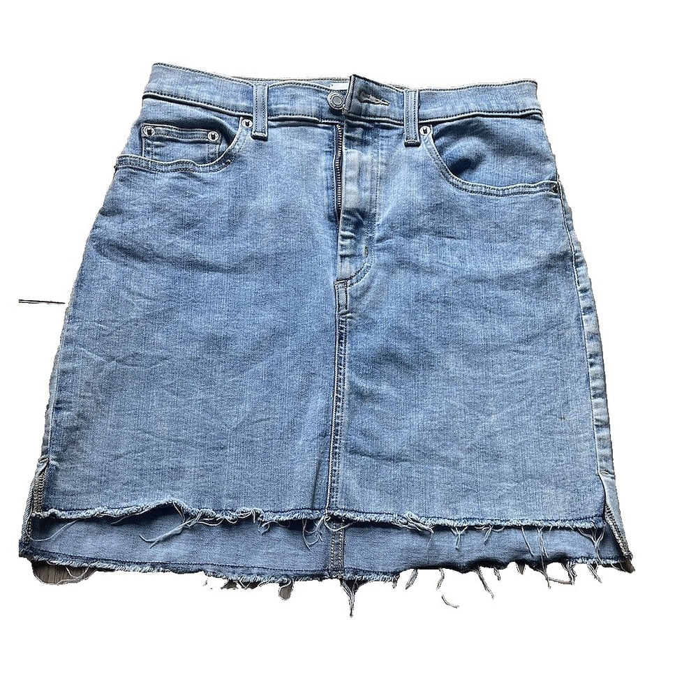 Wilfred Free Denim Skirt Women's Size 4 Light Wash Blue Raw Hem Frayed ARITZIA